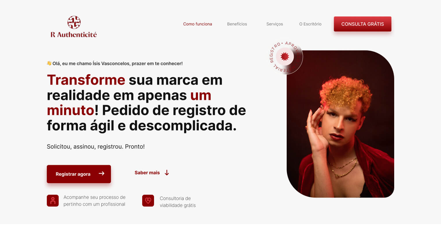 Website para uma empresa de registro de marcas e patentes feito de ponta a ponta (Design + Desenvolvimento)